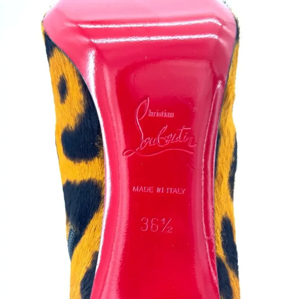 NEW Christian Louboutin So Kate 85 Spicy Leopard Pony Hair Booty 36.5 - Picture 8 of 8